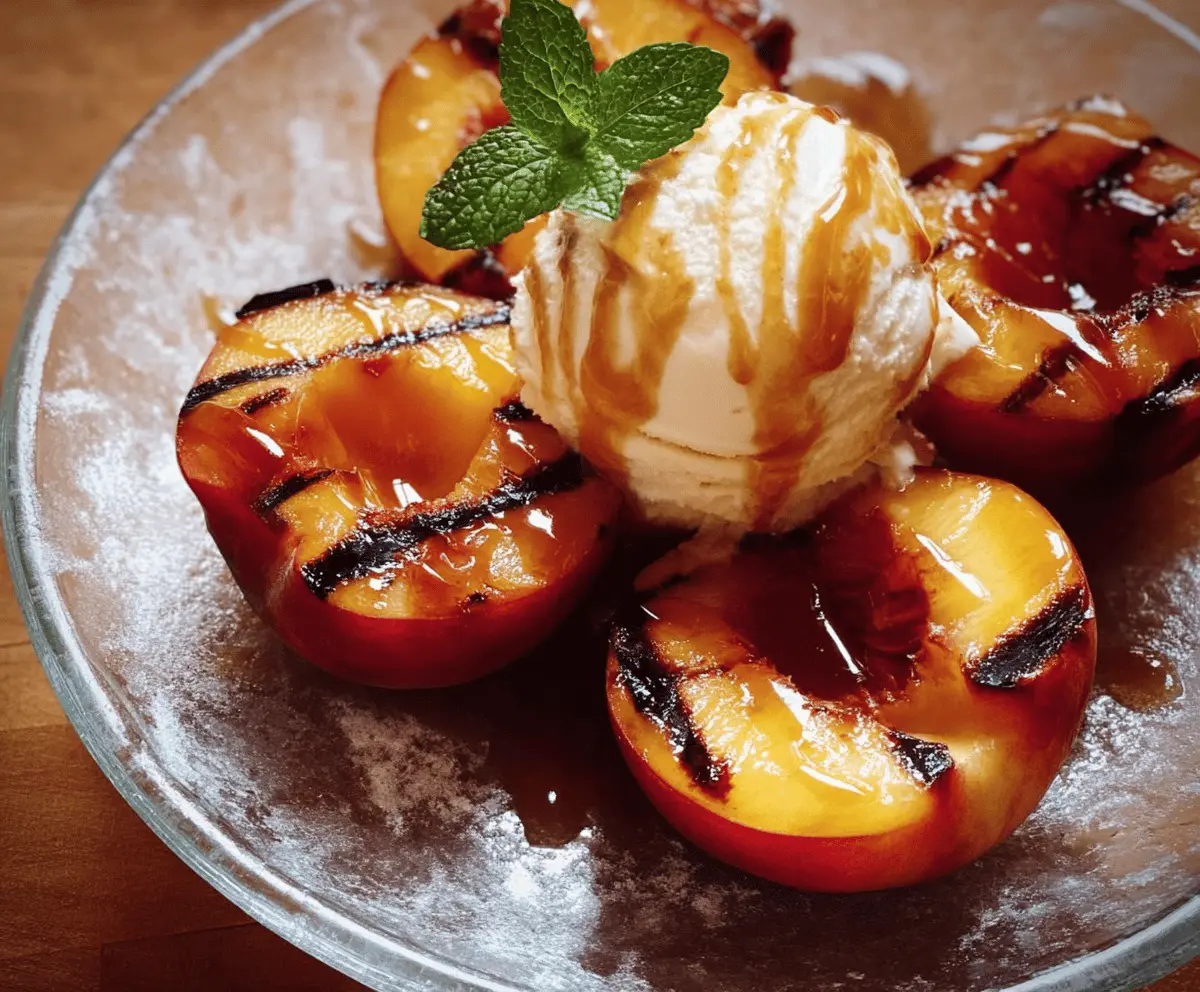 Easy Grilled Peaches with Vanilla Ice Cream
