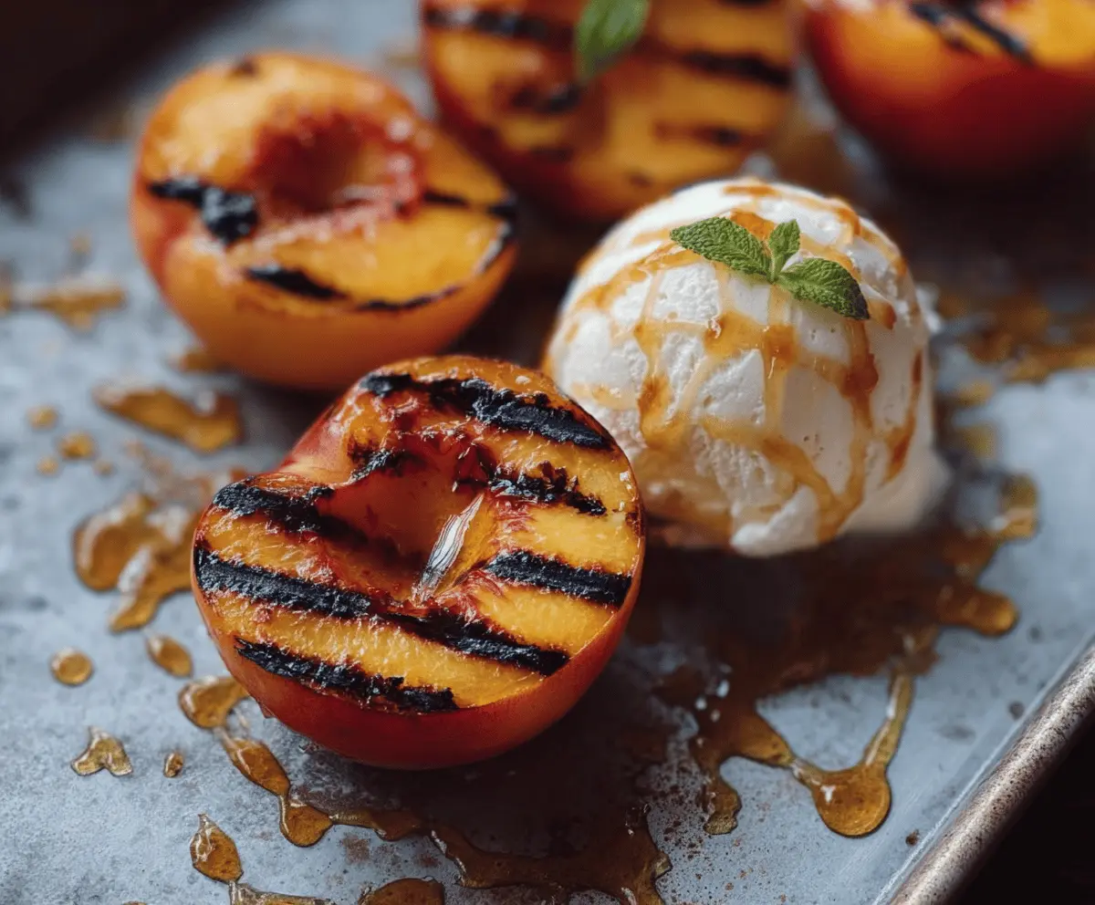 Easy Grilled Peaches with Vanilla Ice Cream