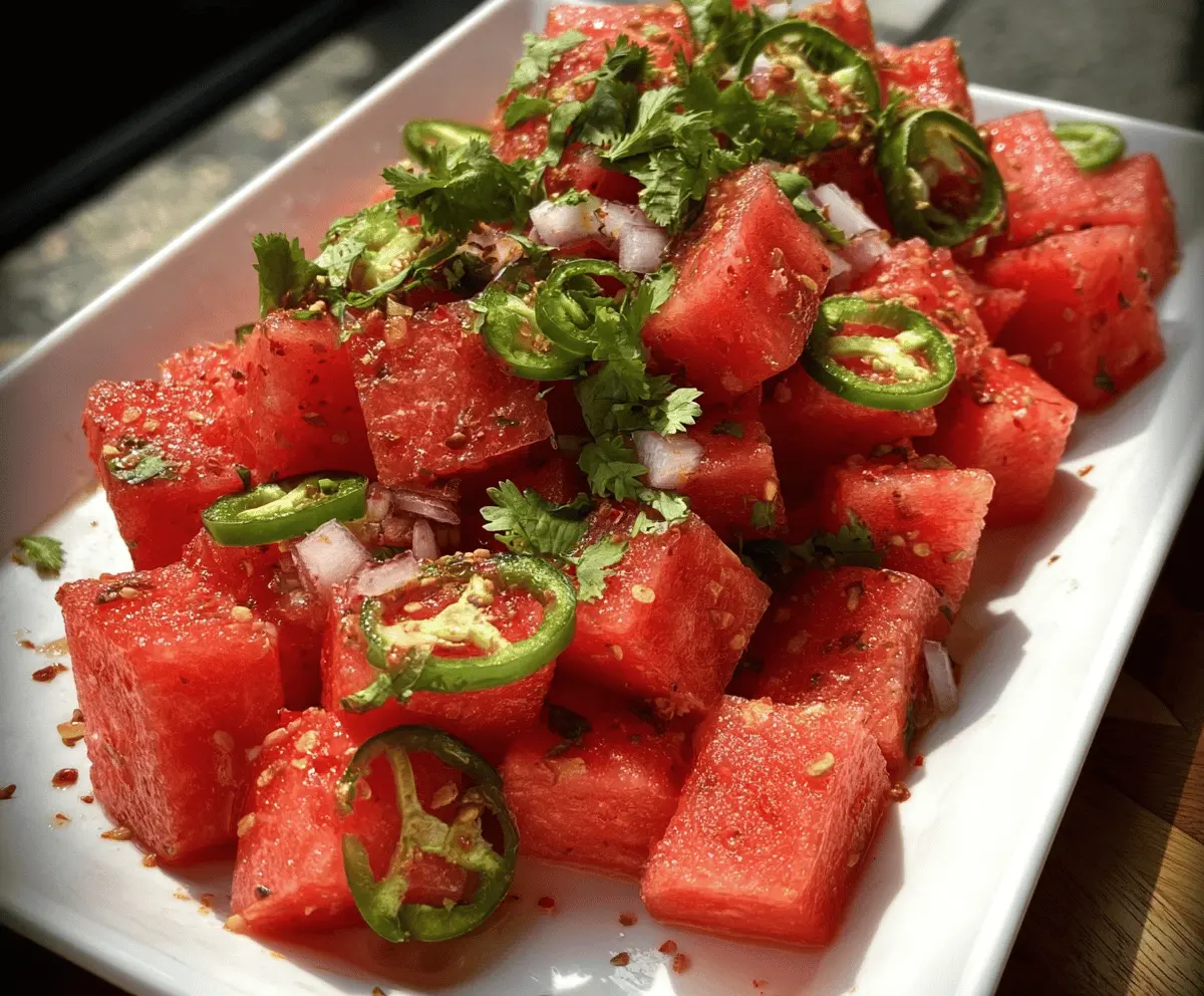 Easy Spicy Watermelon Salad with Cilantro and Lime