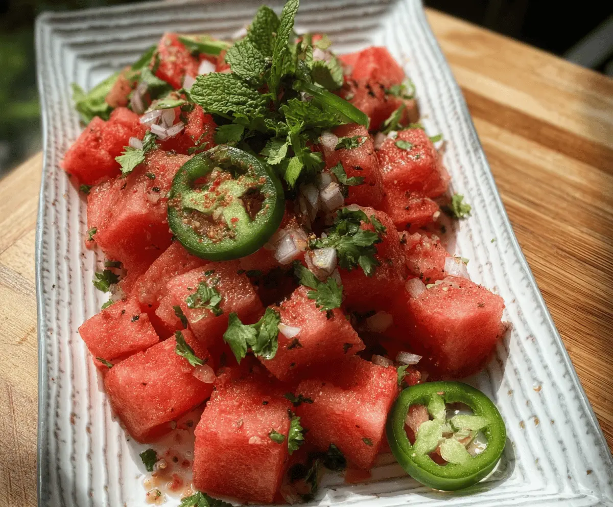 Easy Spicy Watermelon Salad with Cilantro and Lime