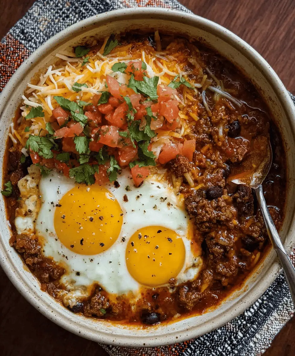 Easy Breakfast Chili and Eggs Recipe