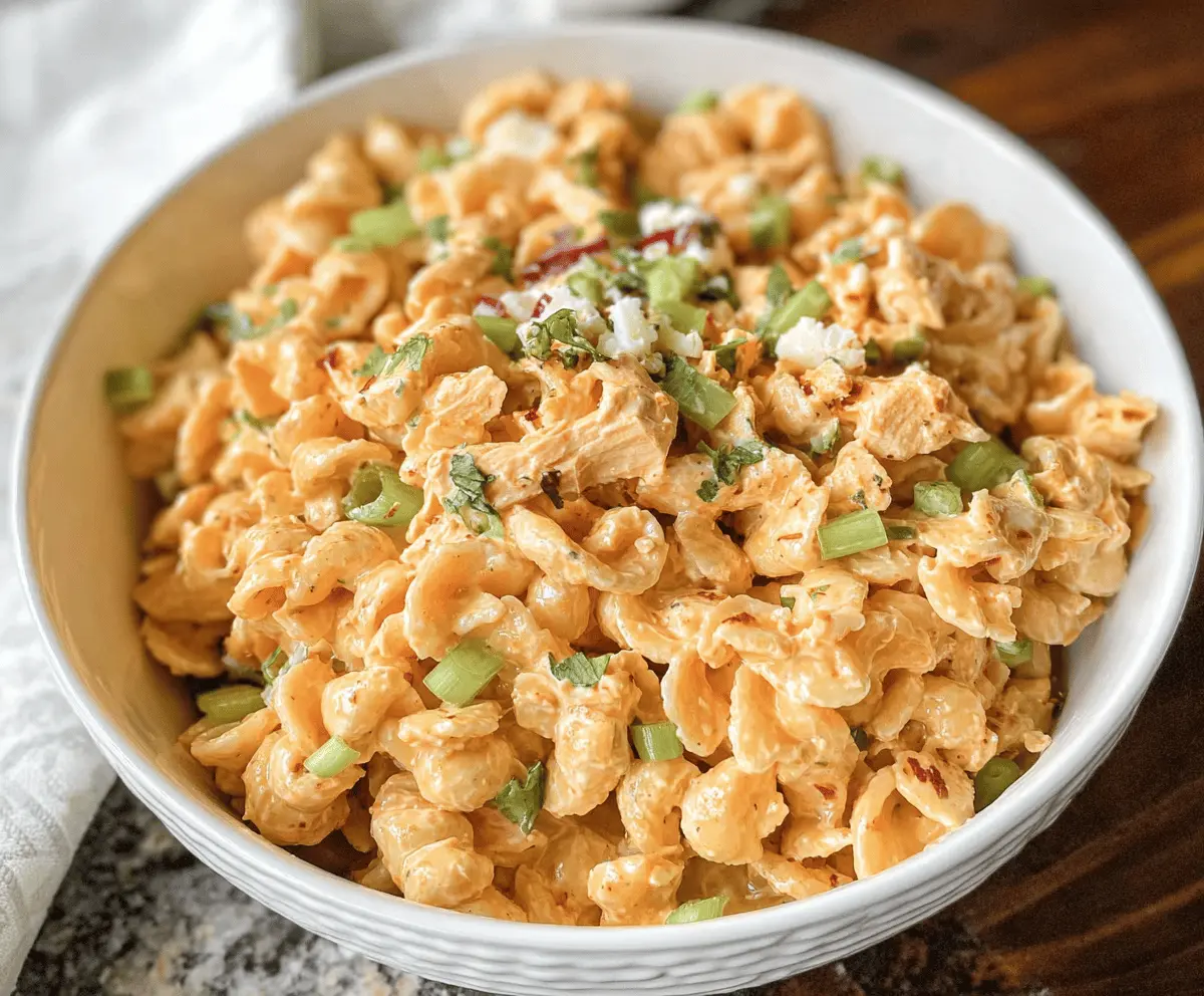 Best Ever Cheesy Buffalo Chicken Pasta Salad