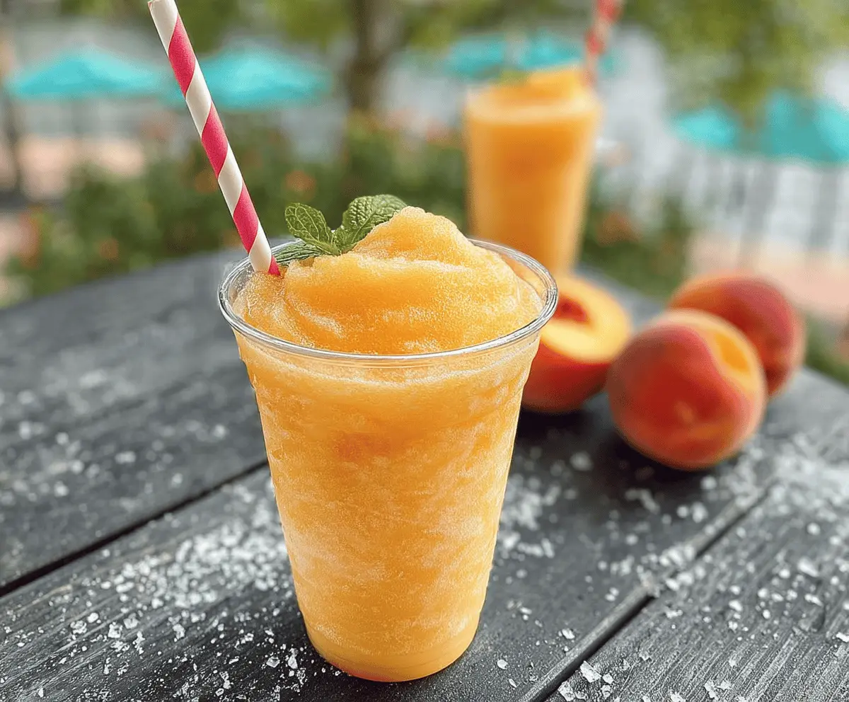 Easy Frozen Peach Lemonade Slushie Recipe