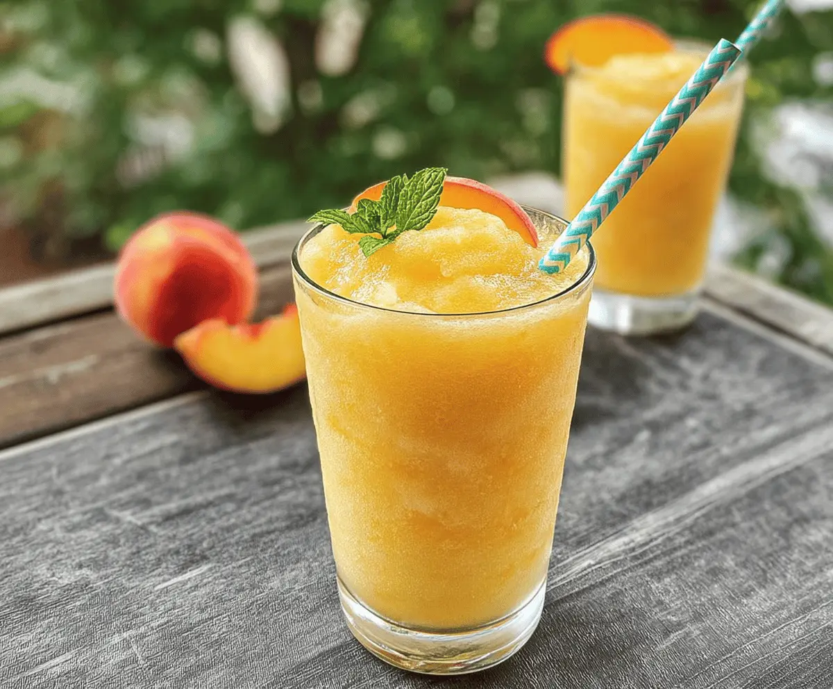 Easy Frozen Peach Lemonade Slushie Recipe