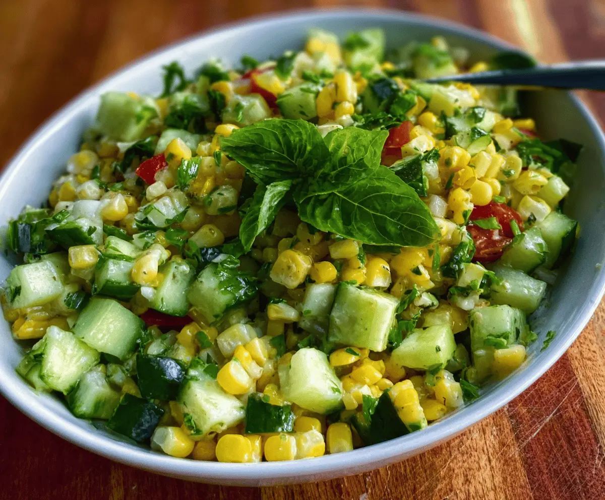 Fresh Basil Chive Cucumber and Corn Salad Recipe