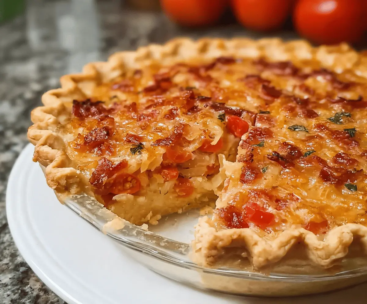 Easy Homemade Bacon Onion Tomato Pie Recipe