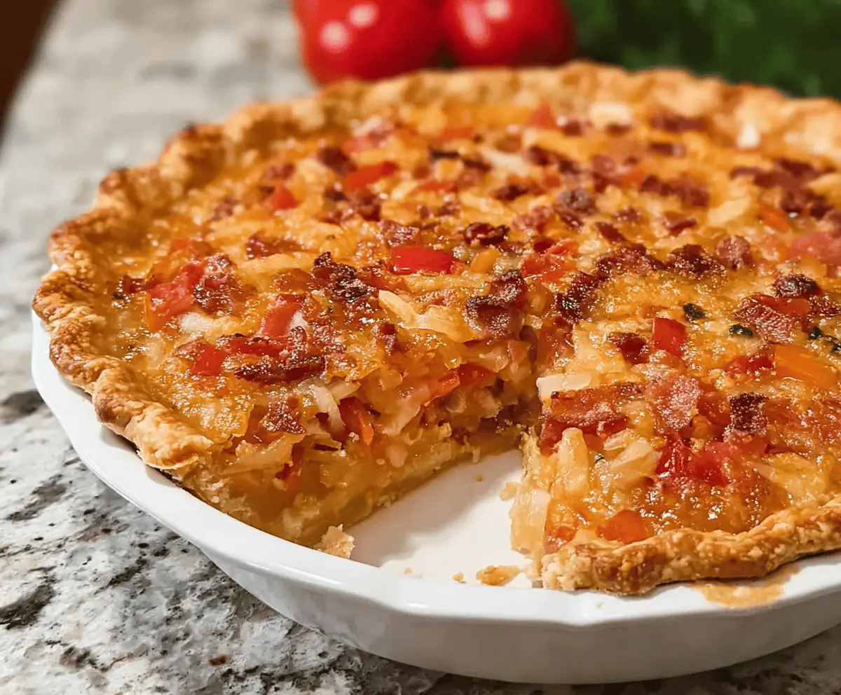 Easy Homemade Bacon Onion Tomato Pie Recipe