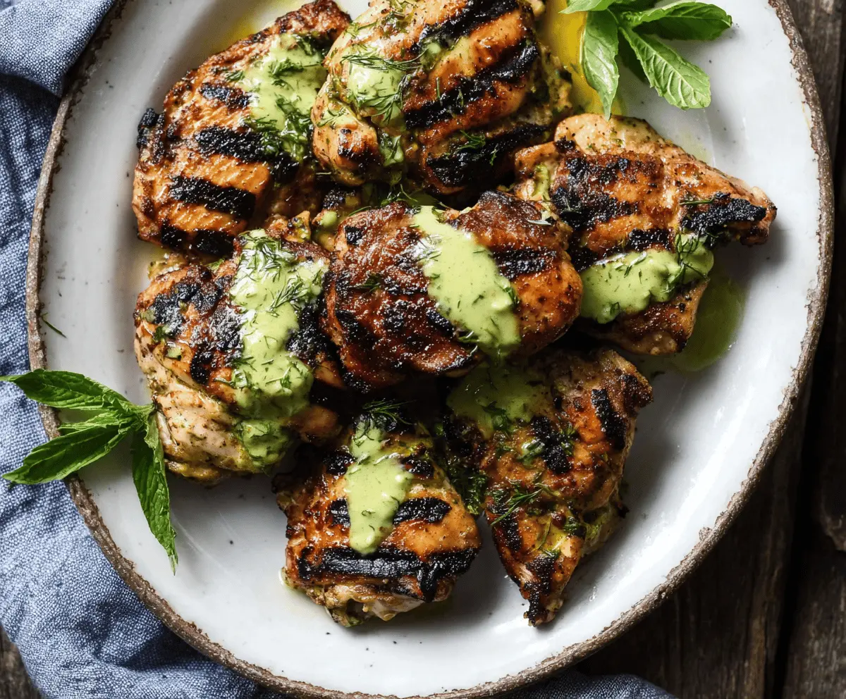 Easy Grilled Chicken Thighs with Green Goddess Sauce
