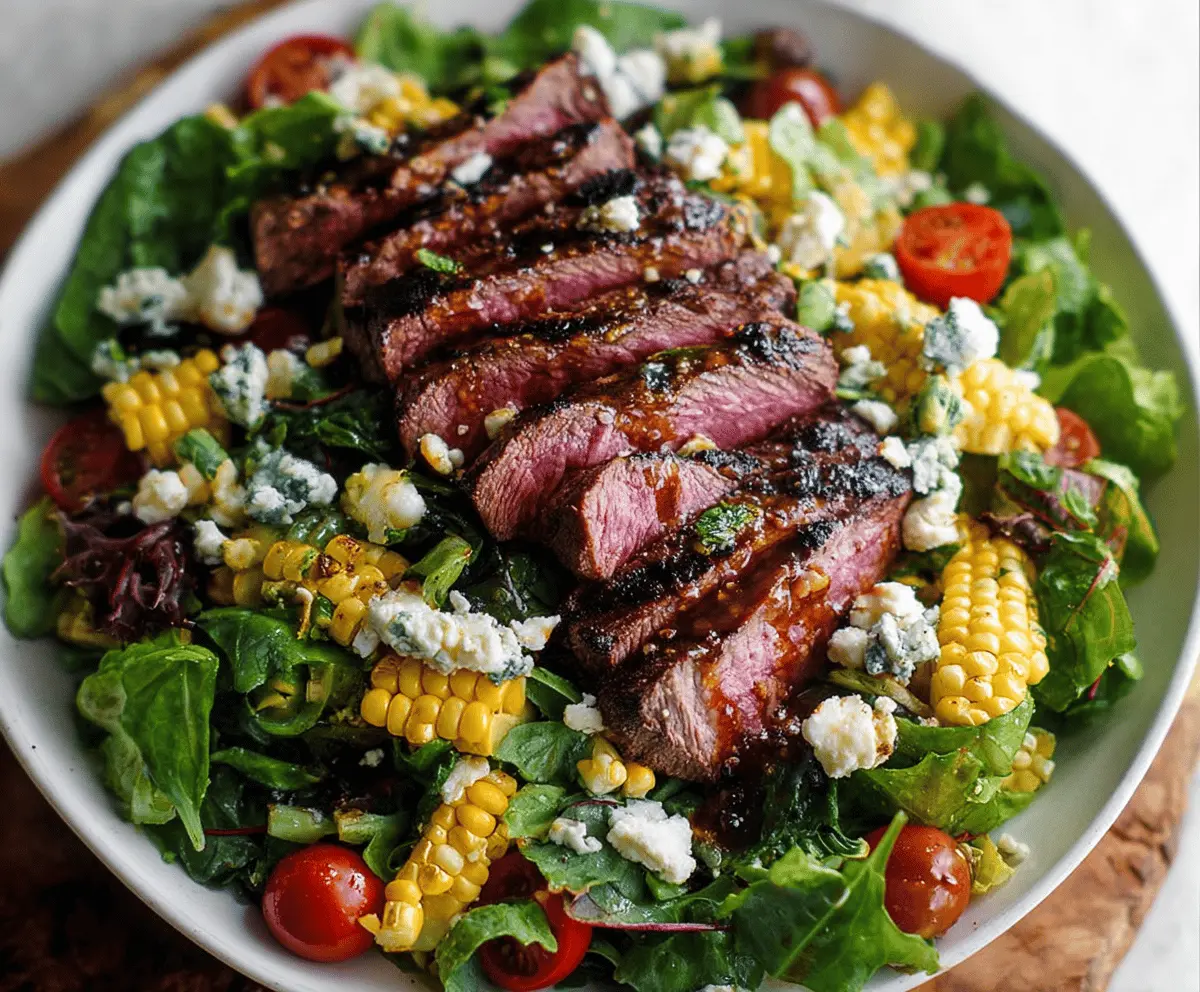 Easy Balsamic Steak Salad with Grilled Corn and Gorgonzola