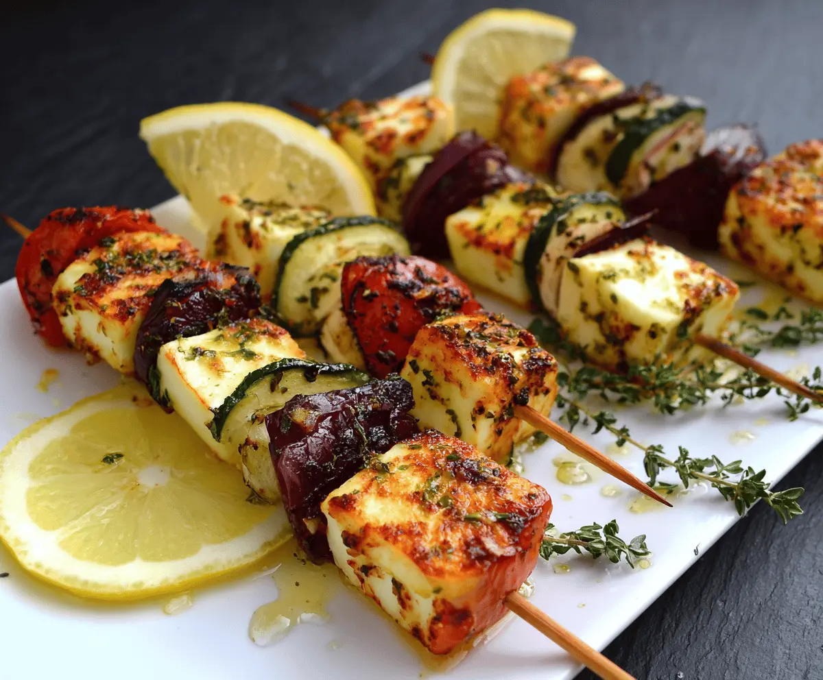 Easy Grilled Halloumi Skewers with Lemon & Thyme