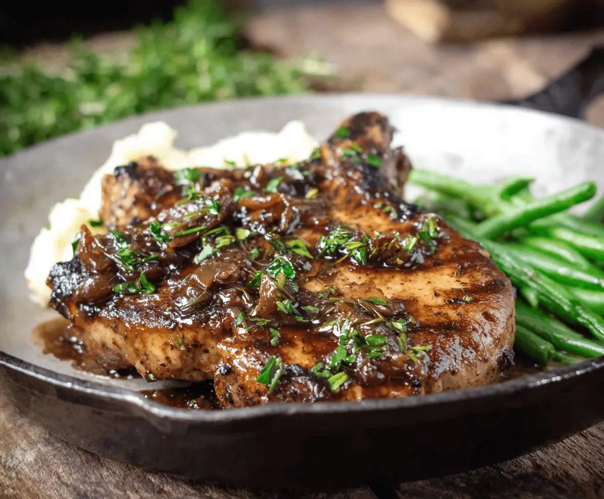 Easy Balsamic Pork Chops with Garlic and Herbs