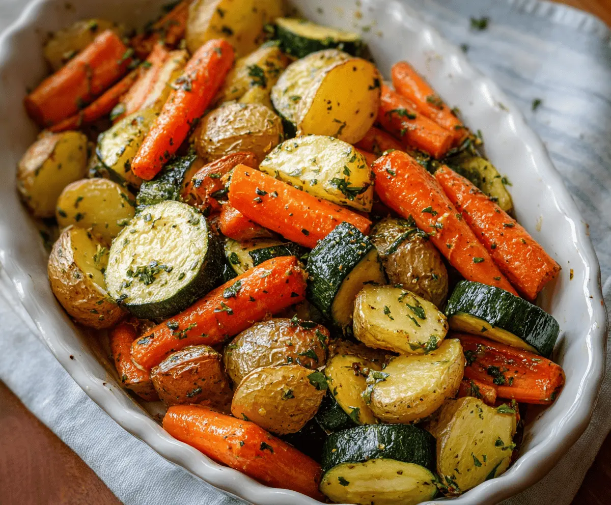 Garlic Herb Roasted Potatoes, Carrots & Zucchini
