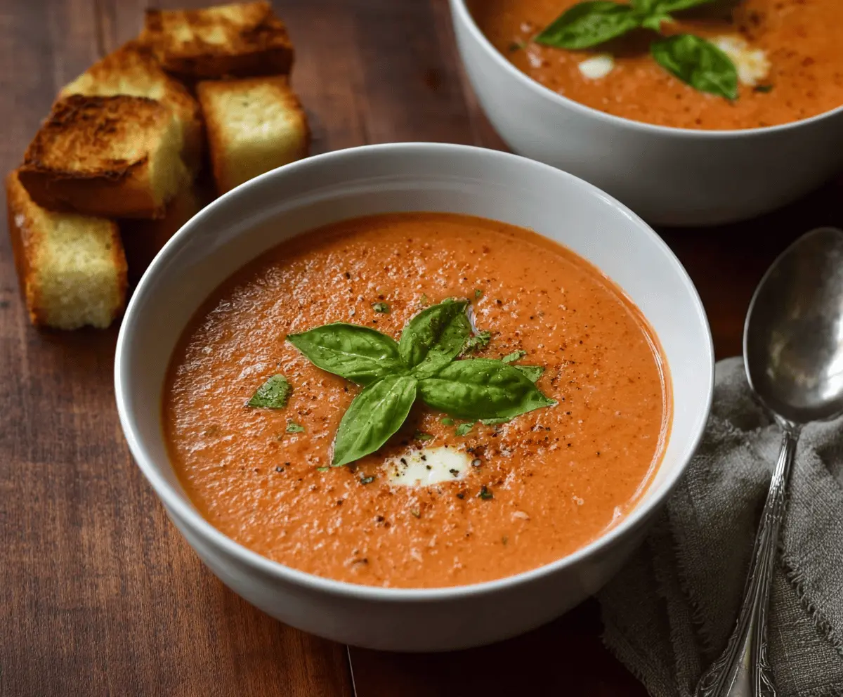 Easy Creamy Tomato Basil Soup Recipe