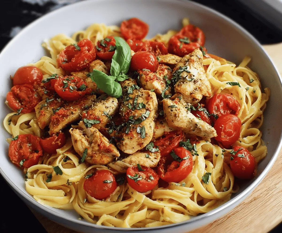 Easy Chicken Pasta with Cherry Tomatoes and Basil
