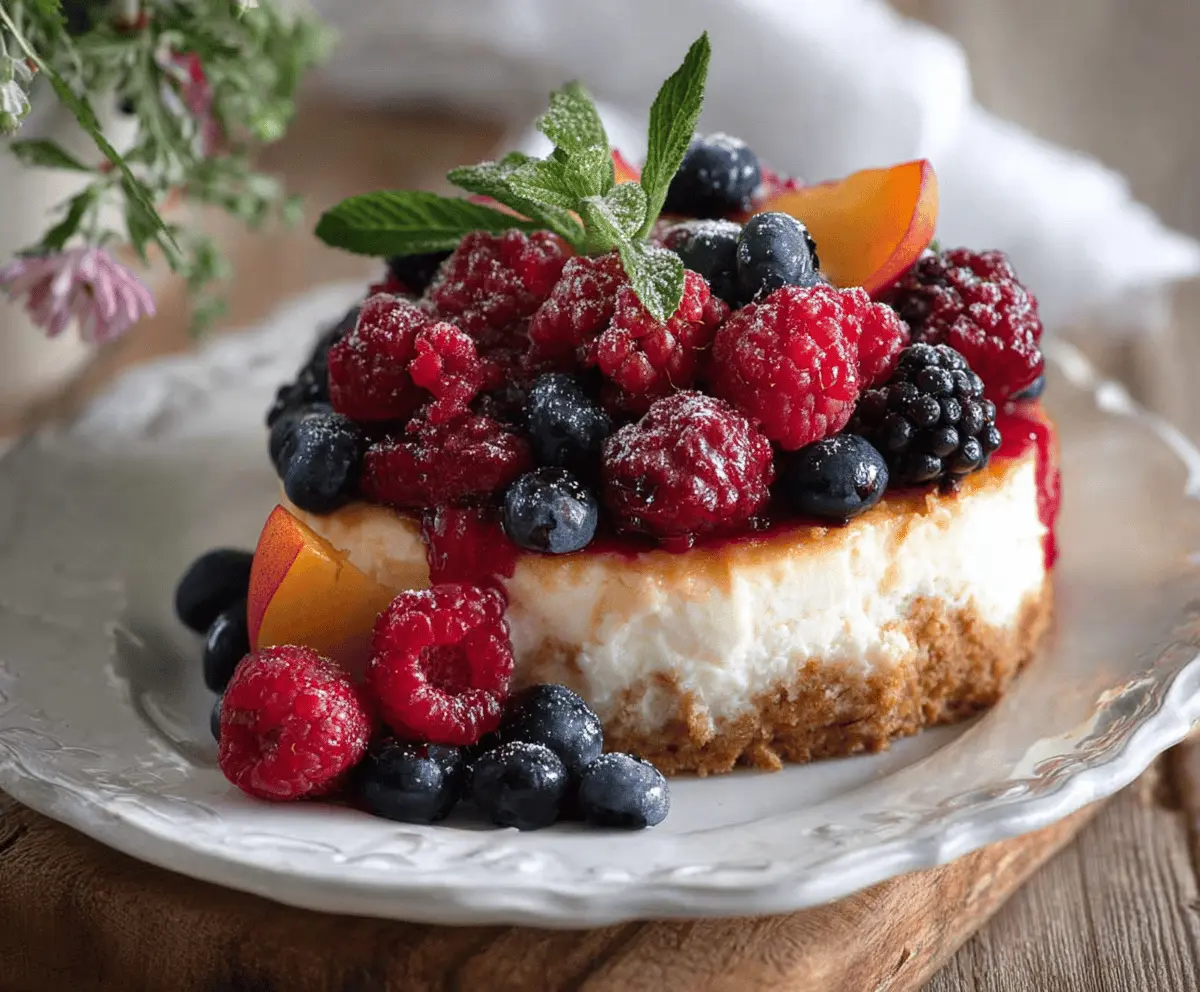 Summer Berry and Peach Cheesecake Recipe for Easy Dessert