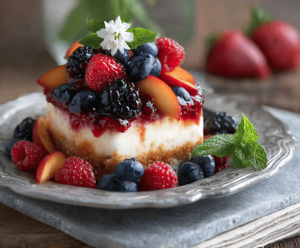 Summer Berry and Peach Cheesecake Recipe for Easy Dessert