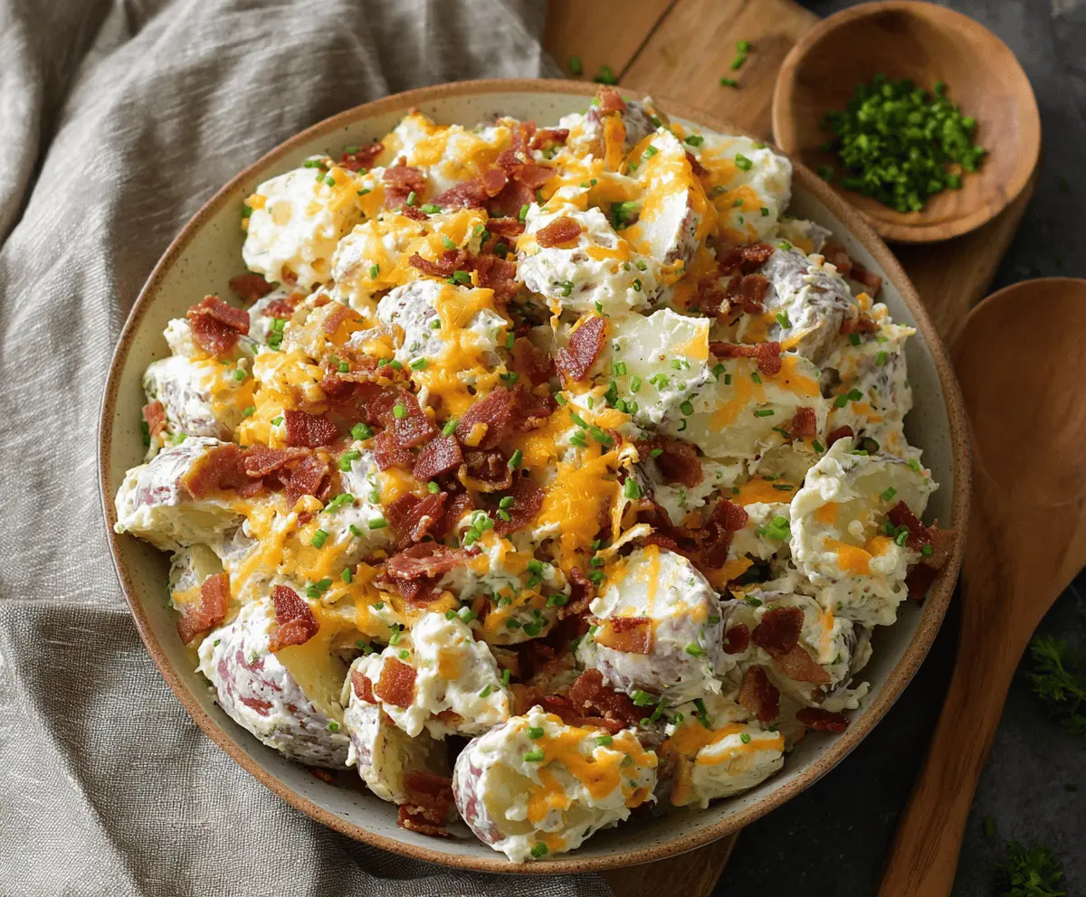 Cheddar Bacon Ranch Potato Salad Recipe