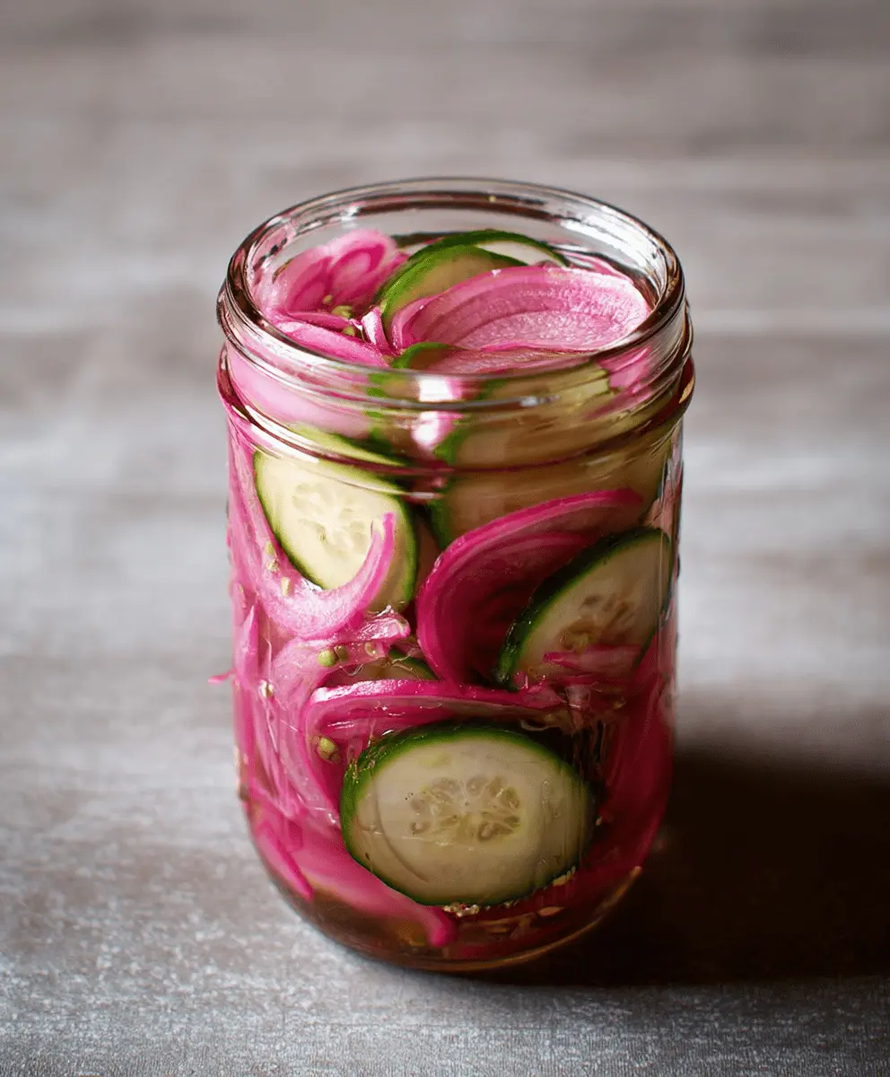 Quick Crispy Pickled Red Onions and Cucumbers