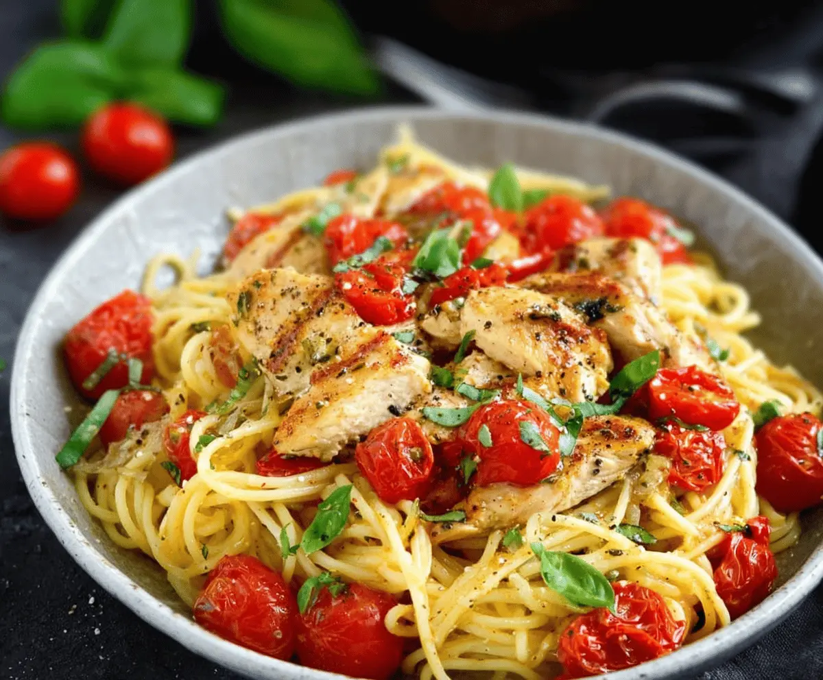 Easy Cherry Tomato Pasta with Chicken Recipe