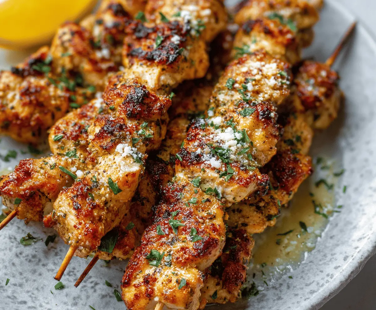 Easy Garlic Parmesan Chicken Skewers Recipe