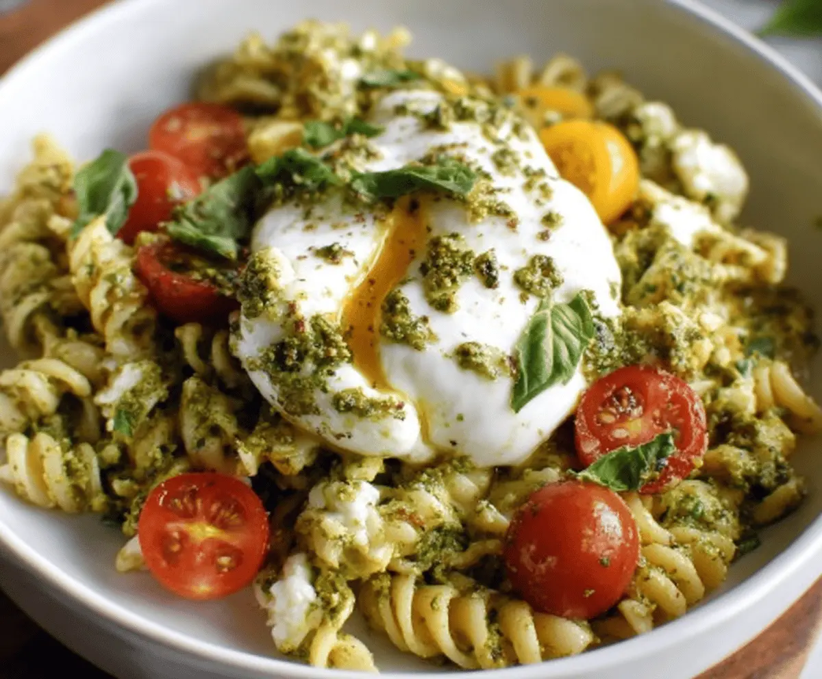 Creamy Burrata Pesto Pasta Recipe