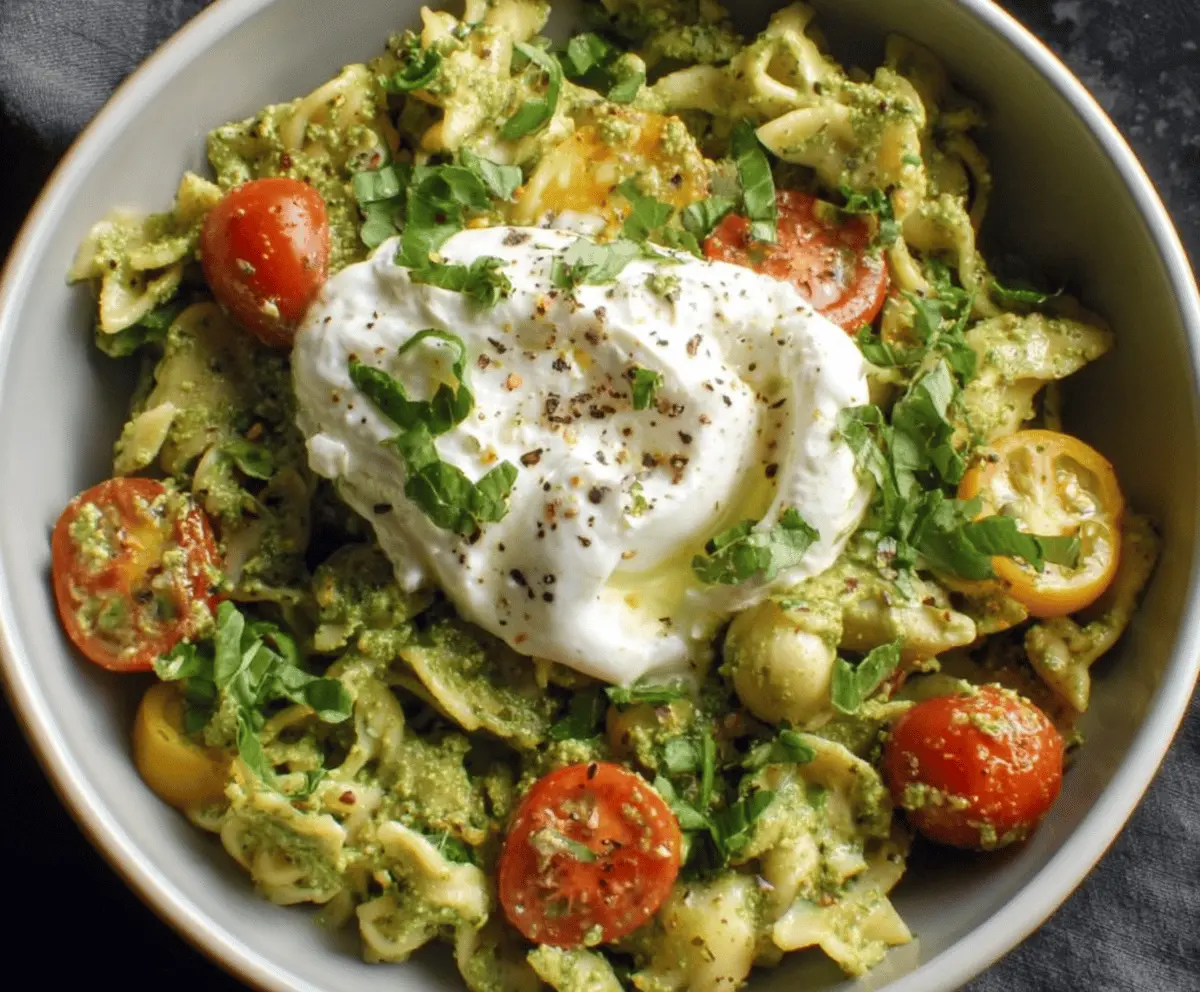 Creamy Burrata Pesto Pasta Recipe