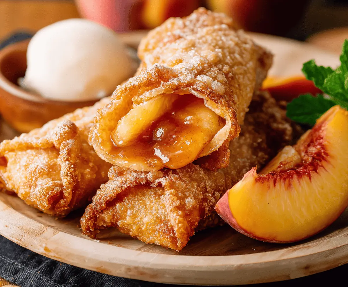 Easy Homemade Peach Cobbler Egg Rolls Recipe
