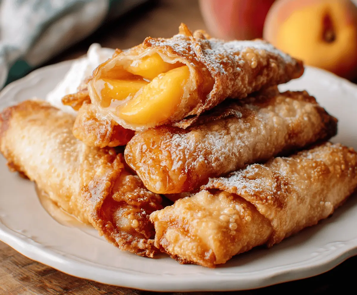 Easy Homemade Peach Cobbler Egg Rolls Recipe