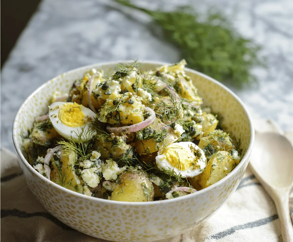 Creamy Lemon Herb Potato Salad with Dill & Capers