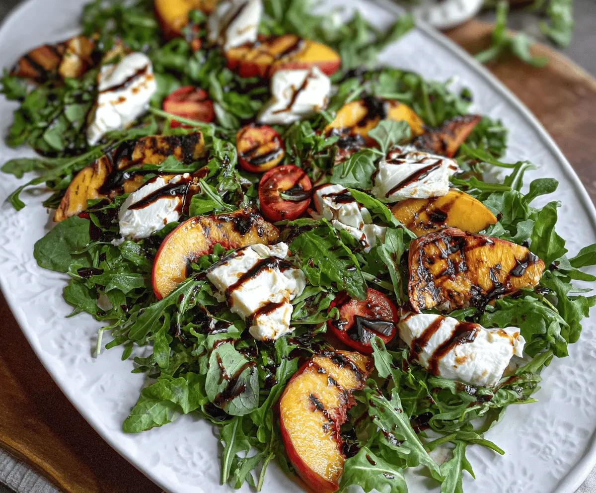 Grilled Peach Burrata Salad with Balsamic Drizzle