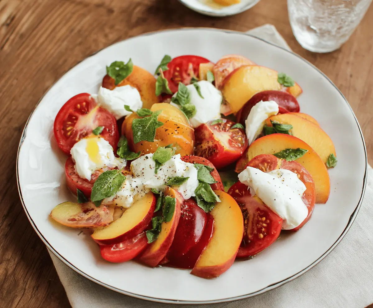 Fresh Tomato, Peach, and Burrata Salad Recipe
