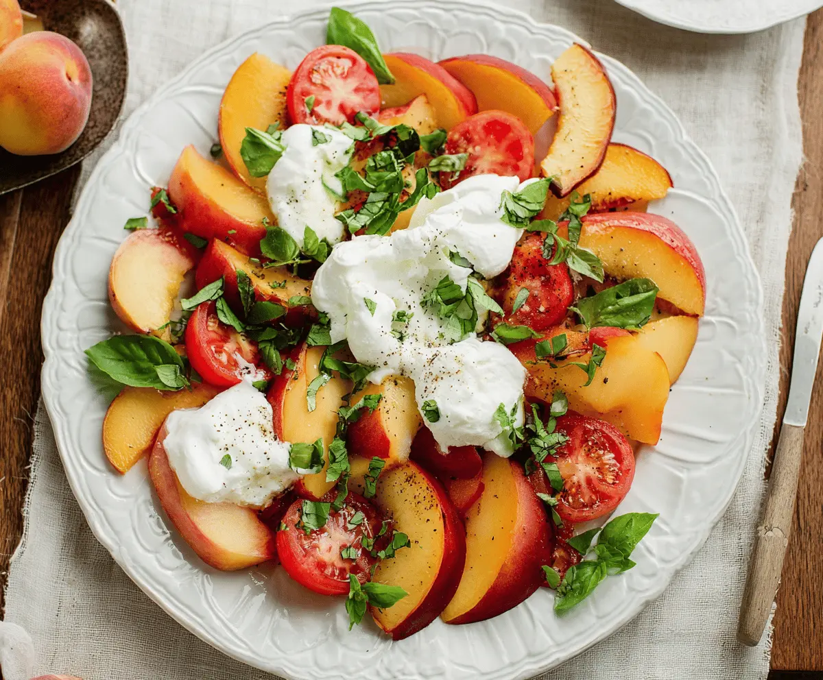 Fresh Tomato, Peach, and Burrata Salad Recipe