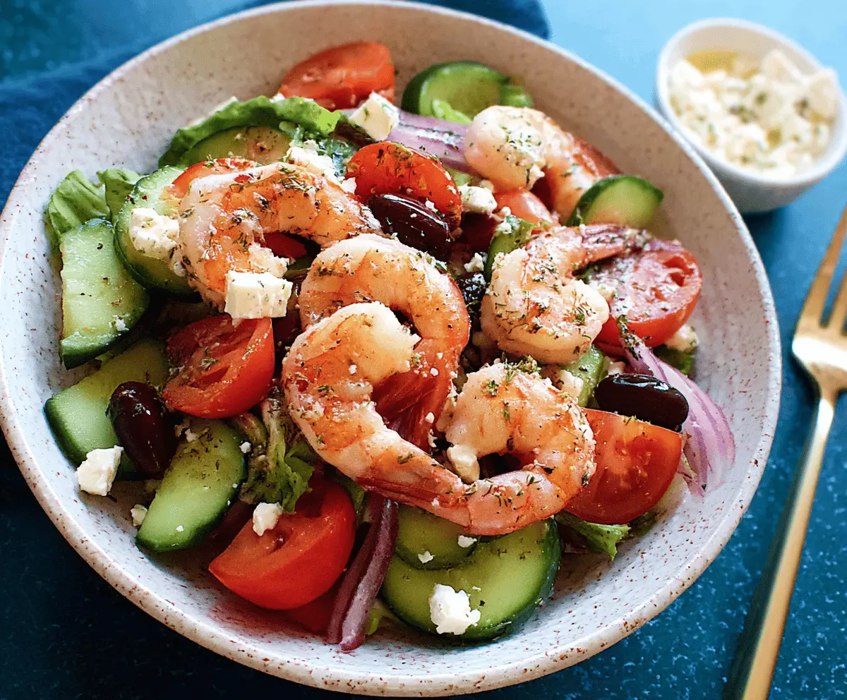 Fresh Greek Shrimp Salad with Feta and Veggies