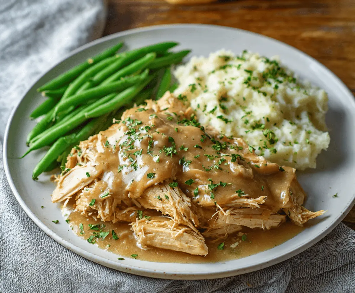 Easy Comforting Shredded Chicken with Savory Gravy