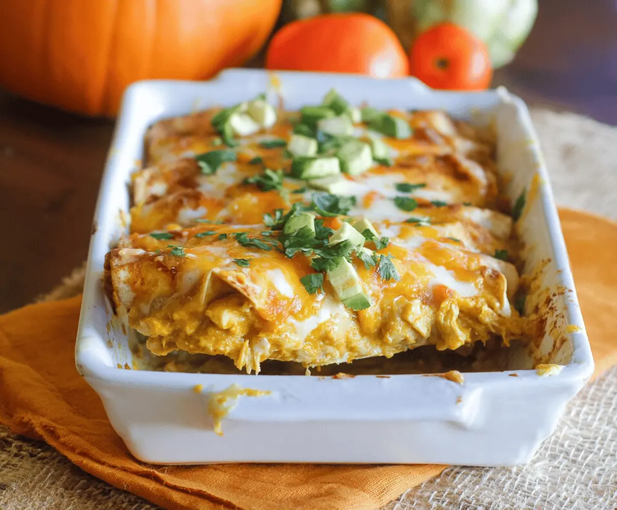 Creamy Pumpkin Chicken Enchiladas