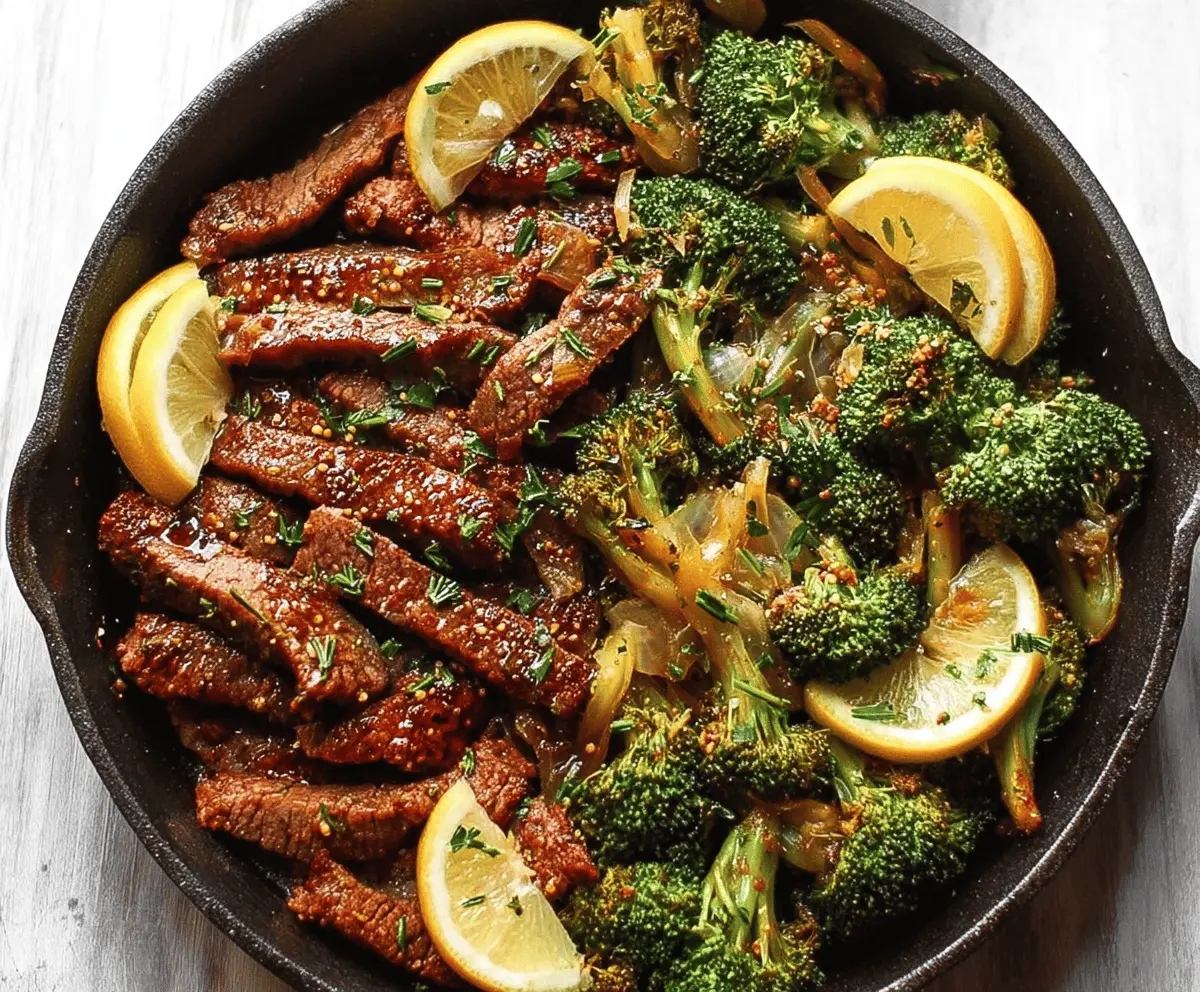 Lemon Garlic Steak and Broccoli Skillet