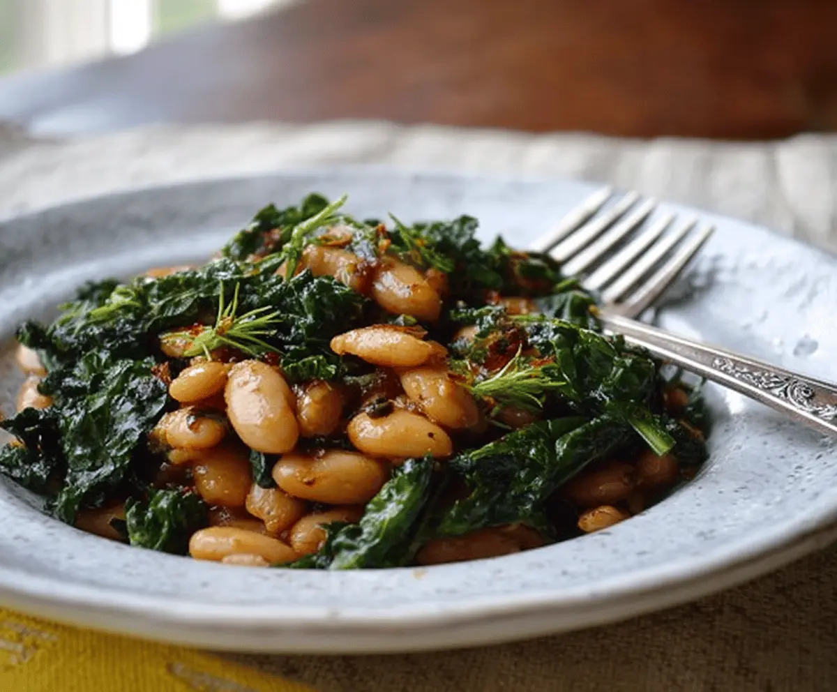 Pan-Fried Beans with Kale