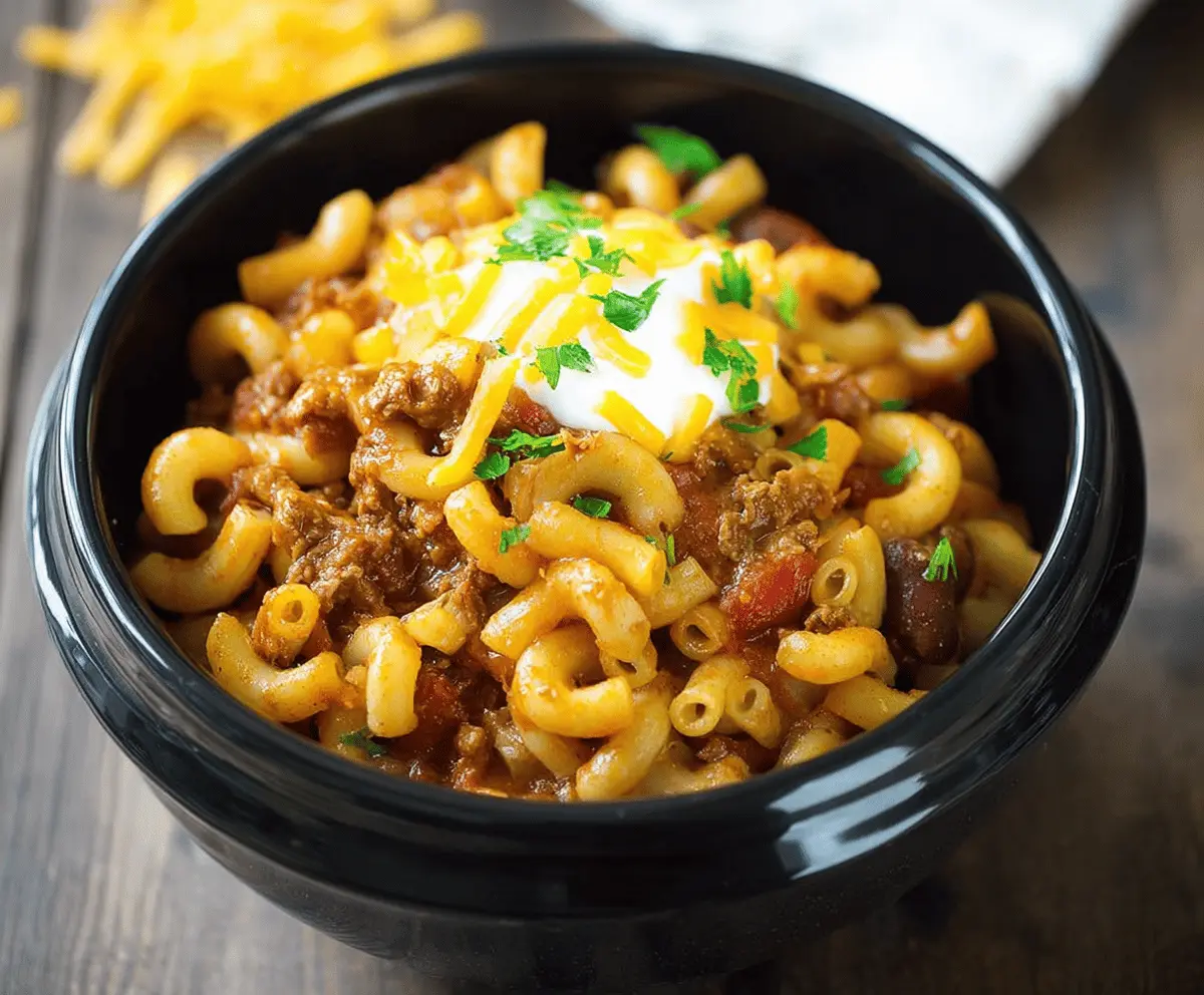 slow cooker hidden liver chili mac