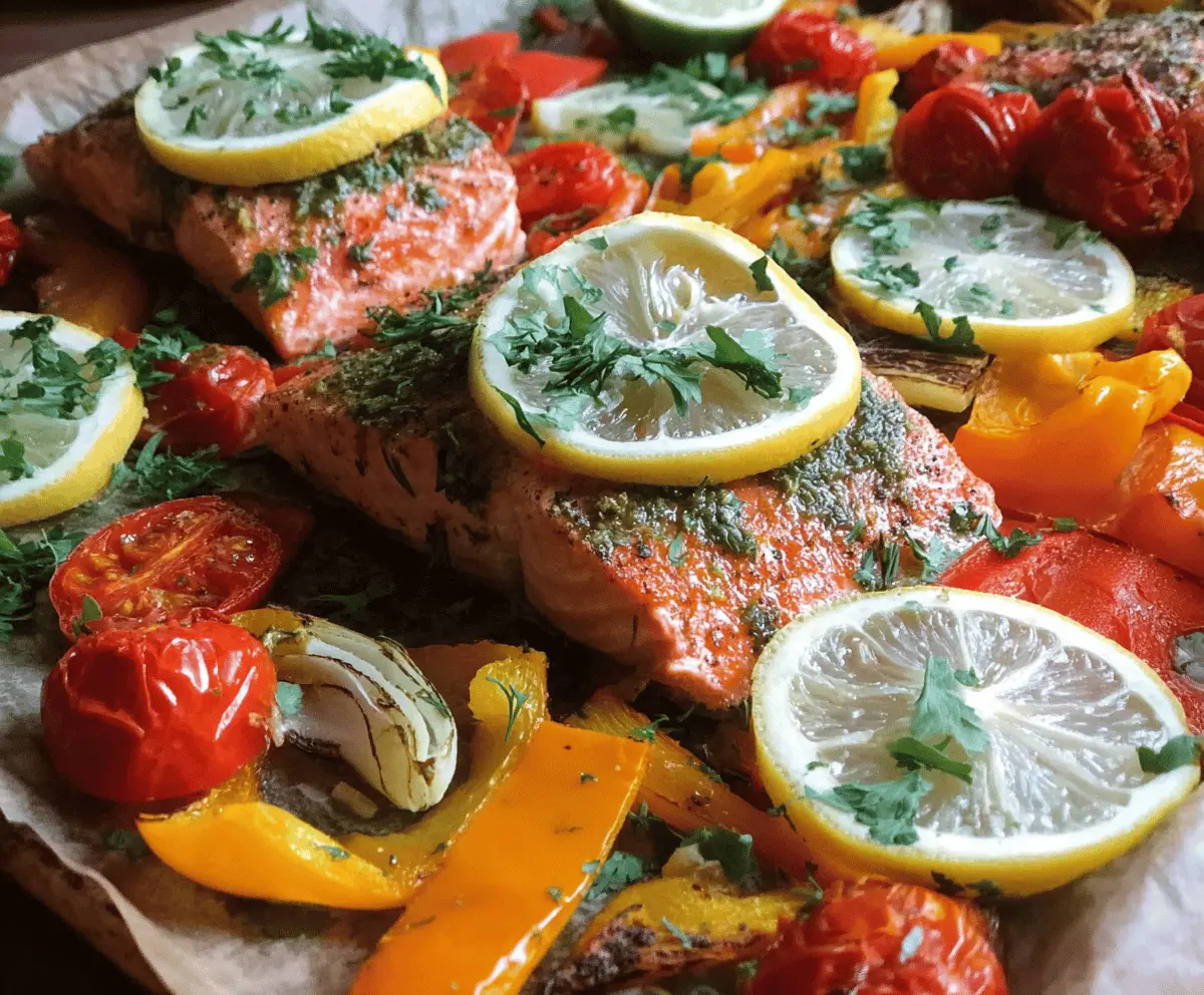 Sheet Pan Salmon and Bell Pepper Dinner