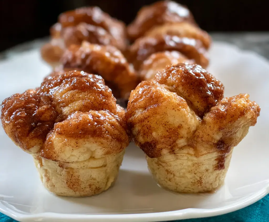 Delicious Monkey Bread Muffins with gooey caramel and cinnamon topping, perfect for breakfast or brunch.