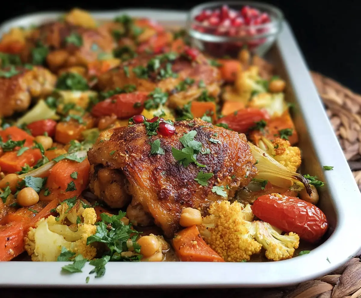 Moroccan Chicken Thigh Sheet Pan Dinner