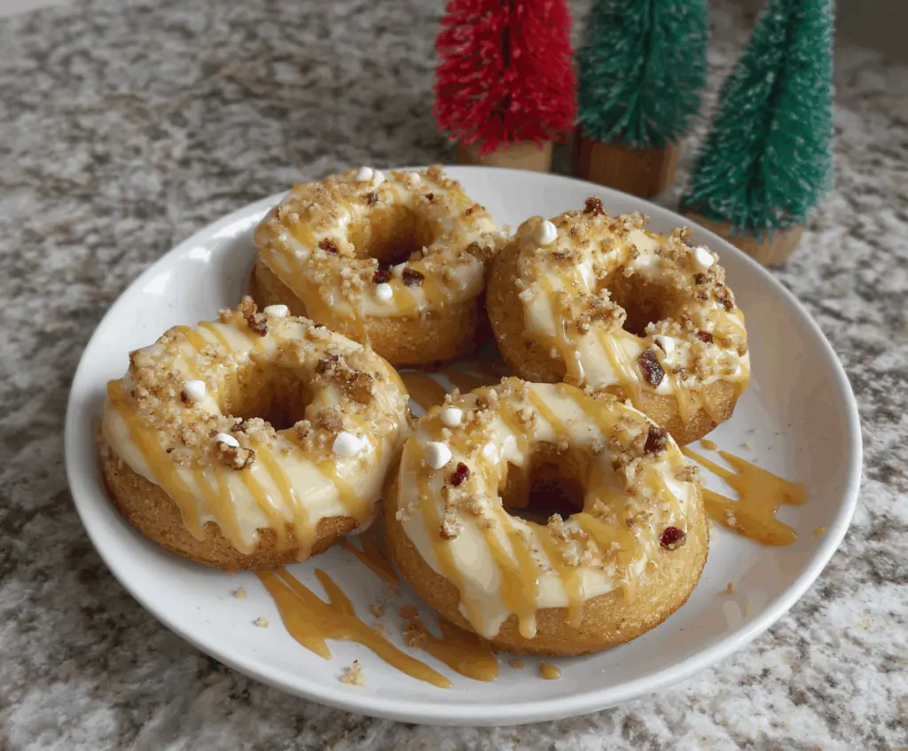 Delicious homemade protein donuts with a golden-brown crust and powdered sugar topping.