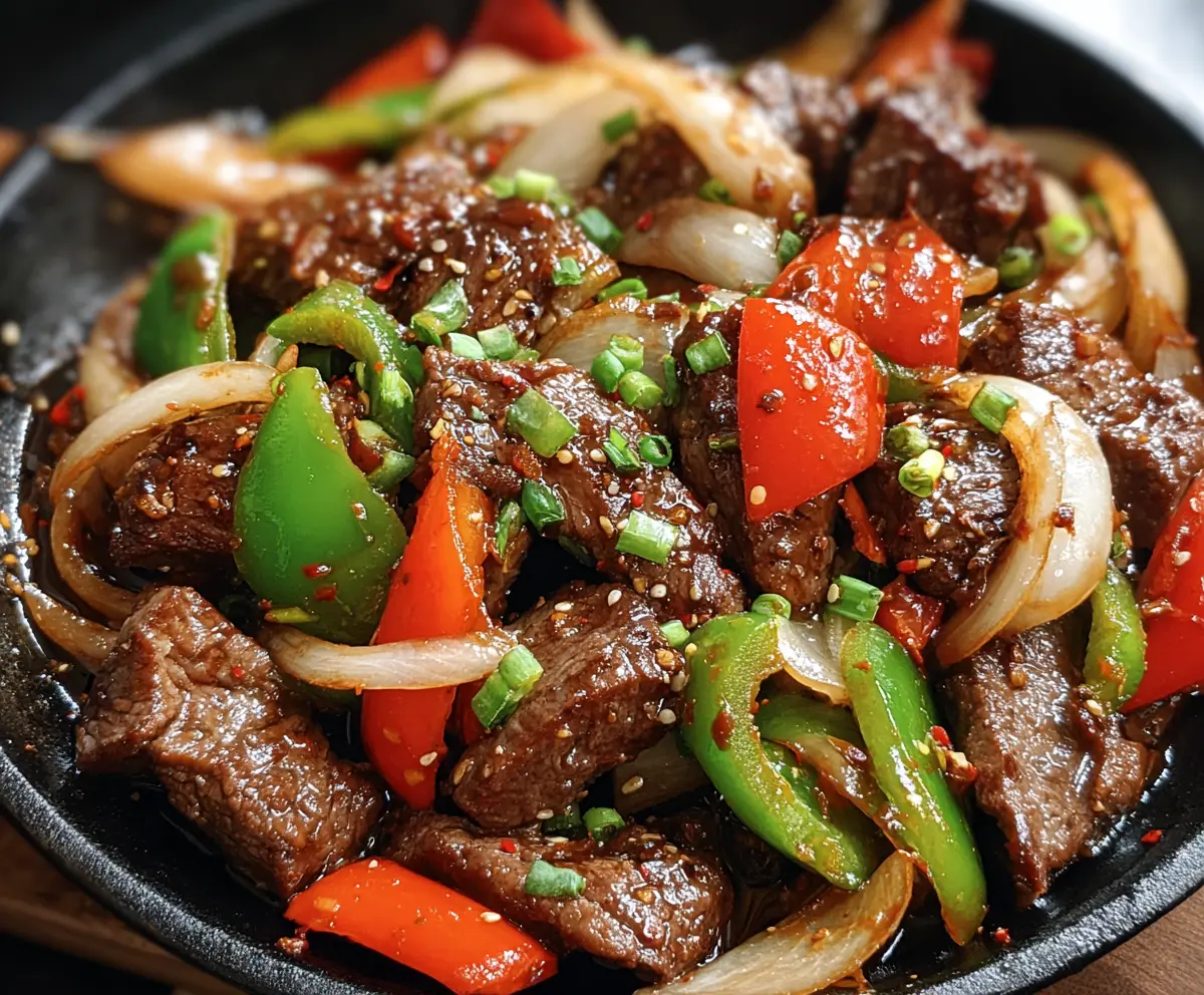Sizzling Chinese Pepper Steak with Onions