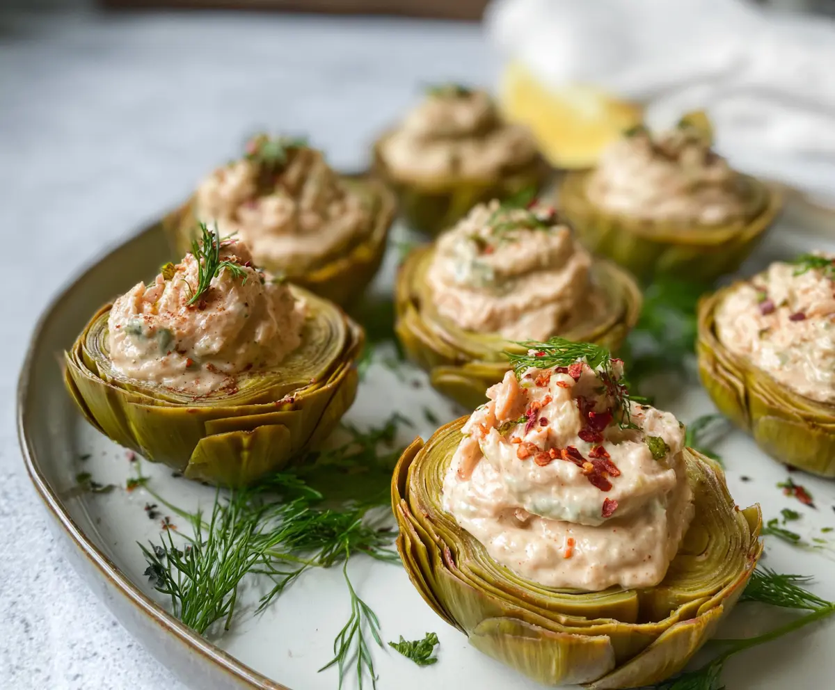 Salmon Patê Stuffed Artichokes