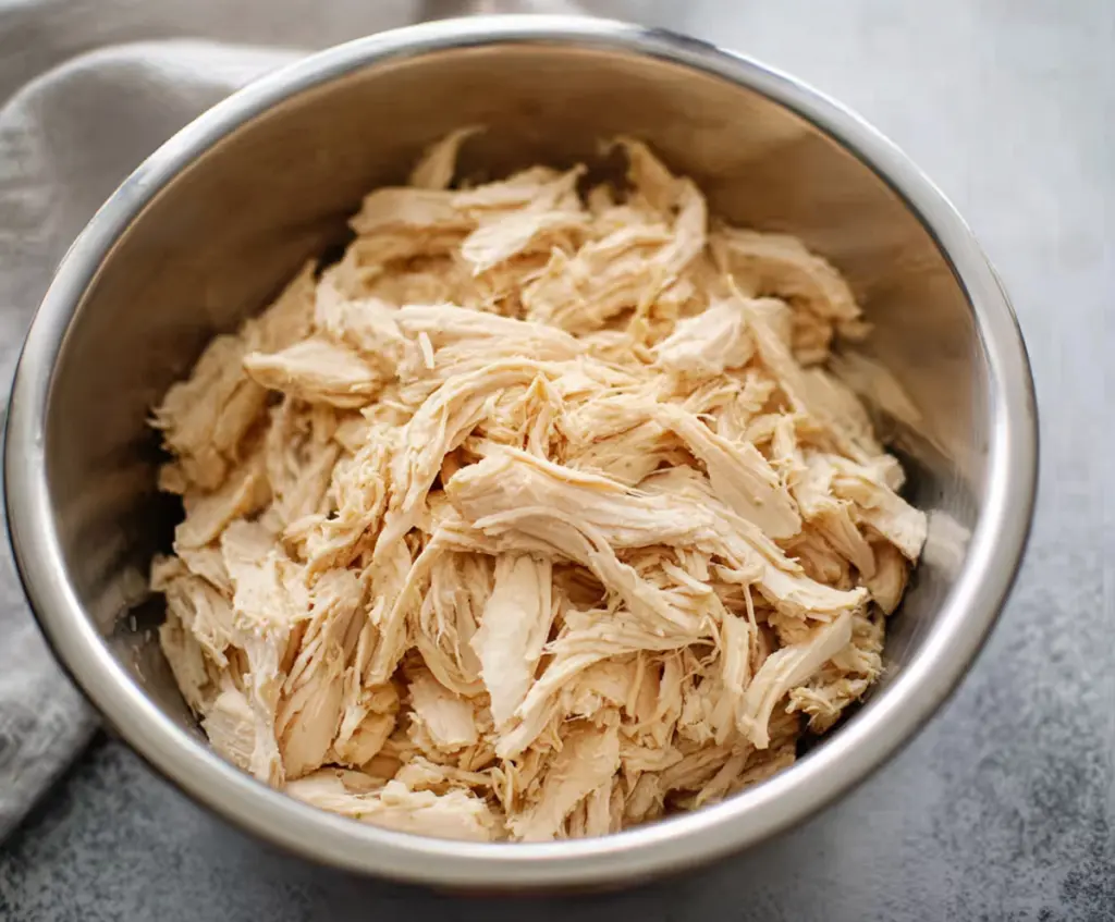 Juicy shredded chicken breasts cooked in an Instant Pot, perfect for quick meals.