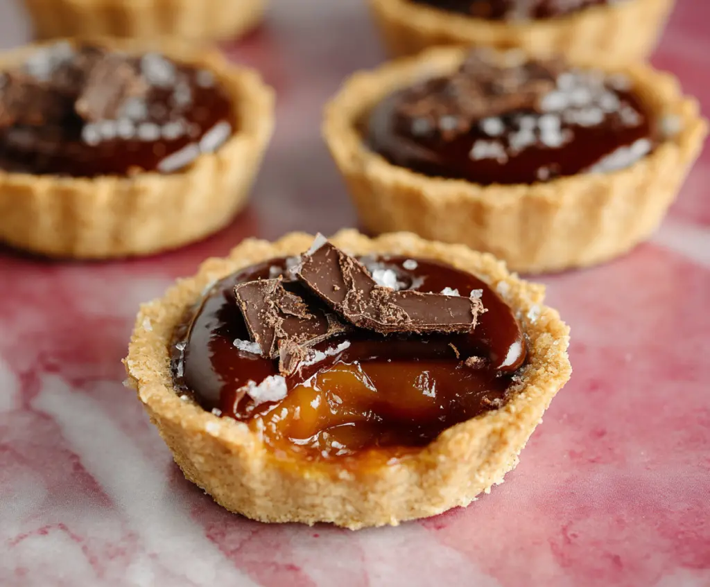 Delicious gluten-free dark chocolate caramel tart with rich chocolate and smooth caramel filling.