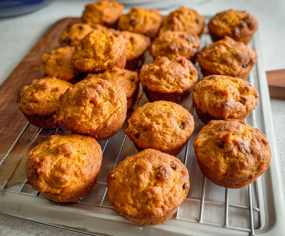 Delicious mini sweet potato muffins fresh out of the oven, perfect for a healthy snack or breakfast treat.