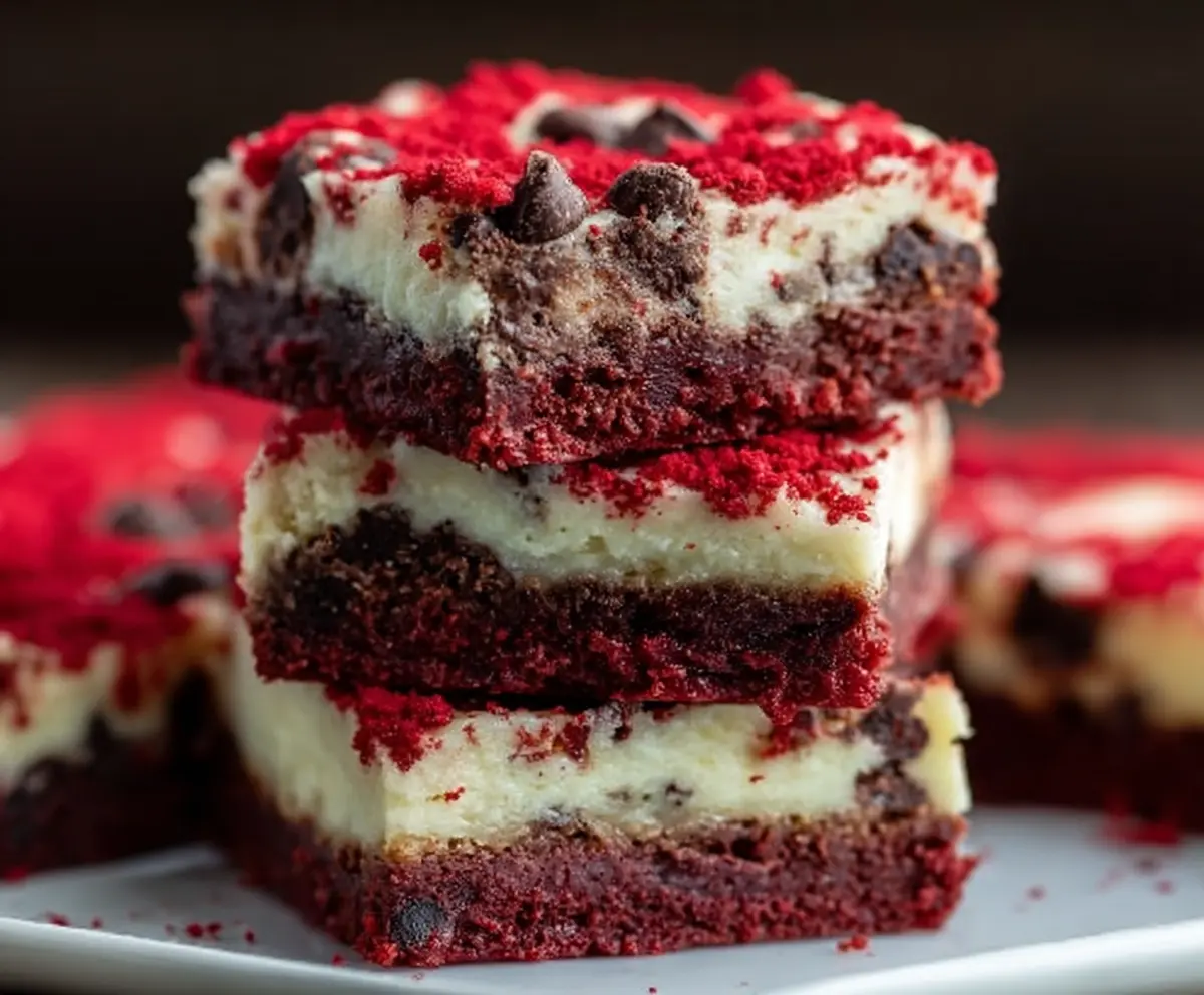 Red Velvet Chocolate Chip Cheesecake Bars