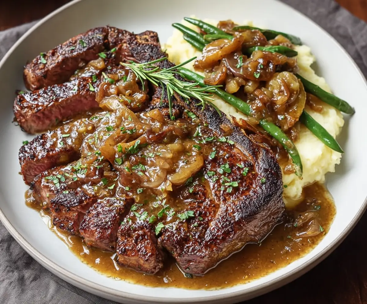 Ribeye and Roasted Garlic Pan Sauce