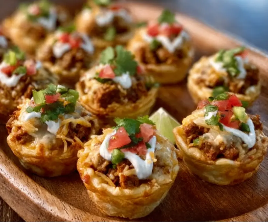 Delicious Taco Ranch Bites with crispy tortilla chips, seasoned beef, and creamy ranch dip